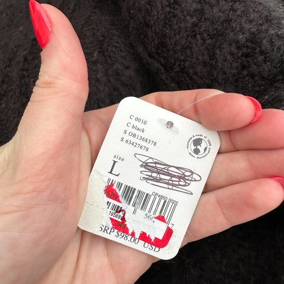 Free People Carter Pullover Knit Sweater Black Boatneck Raglan Long Sleeve Large - Picture 5 of 13